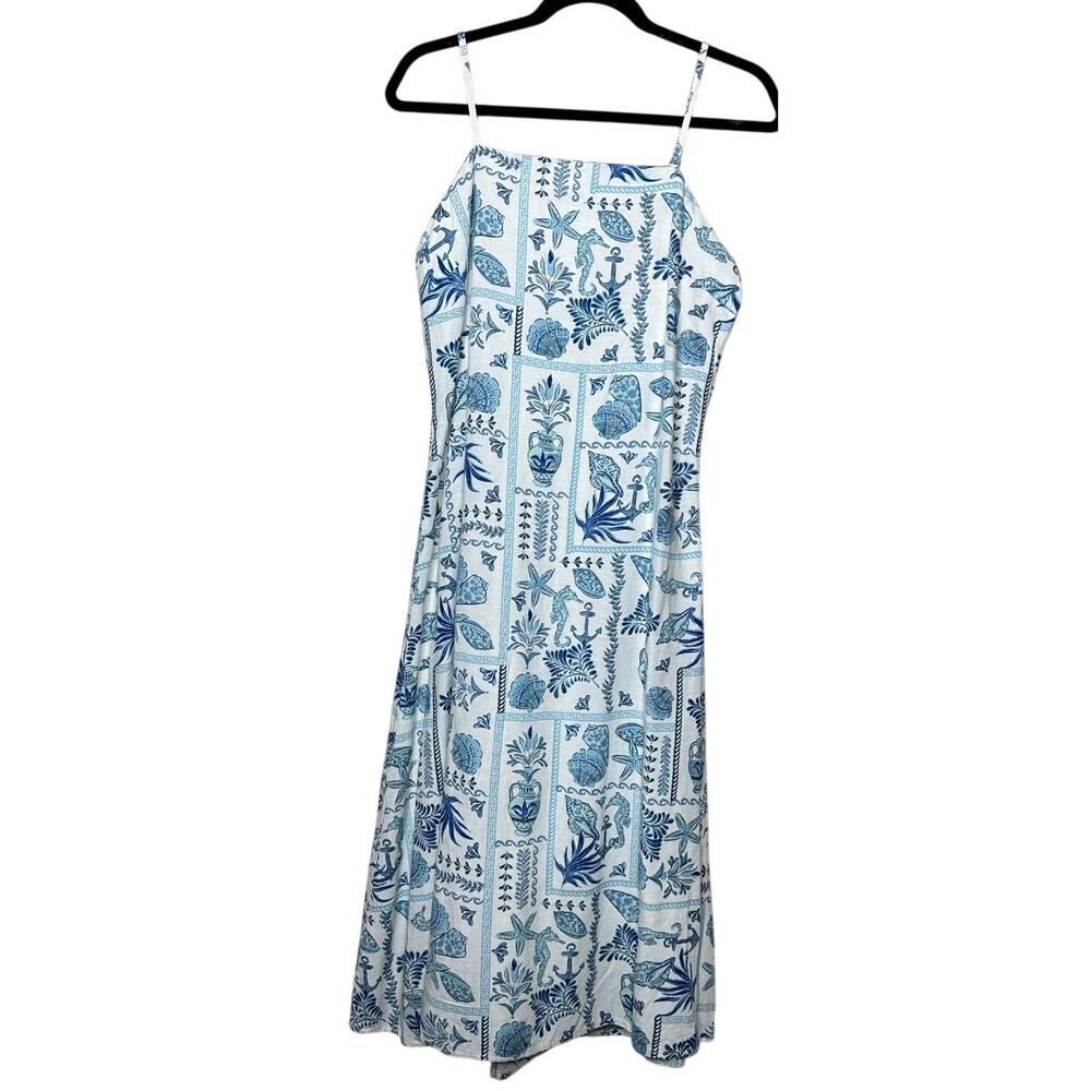 Japna Seashell Nautical A Line Dress Sleeveless Linen Blend Size Medium NWOT